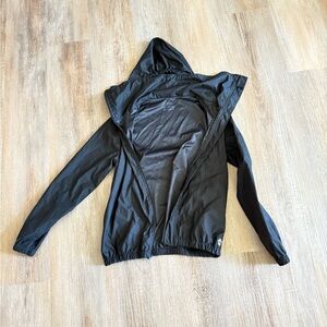 Black Hooded Windbreaker Jacket